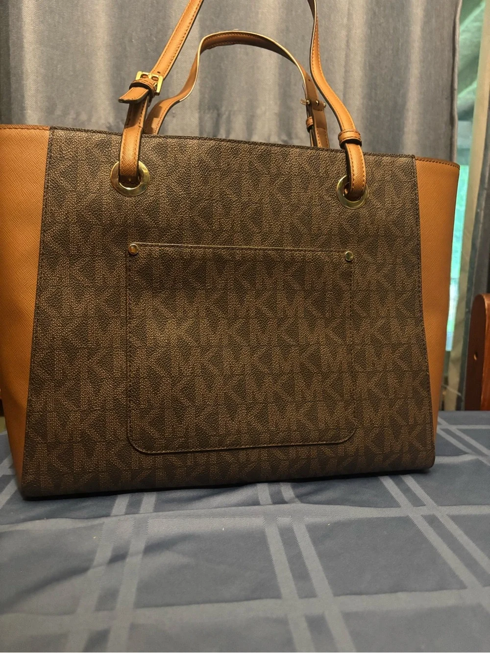 Michael Kors Brown and Tan Tote with MK Charm